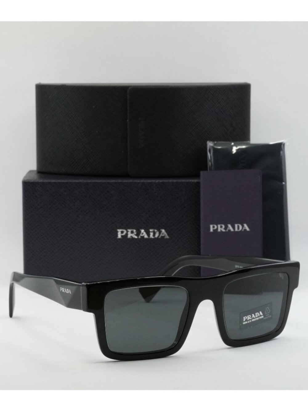 Prada PR19WS 1AB5S0 Rectangle Sunglasses – Black / Grey